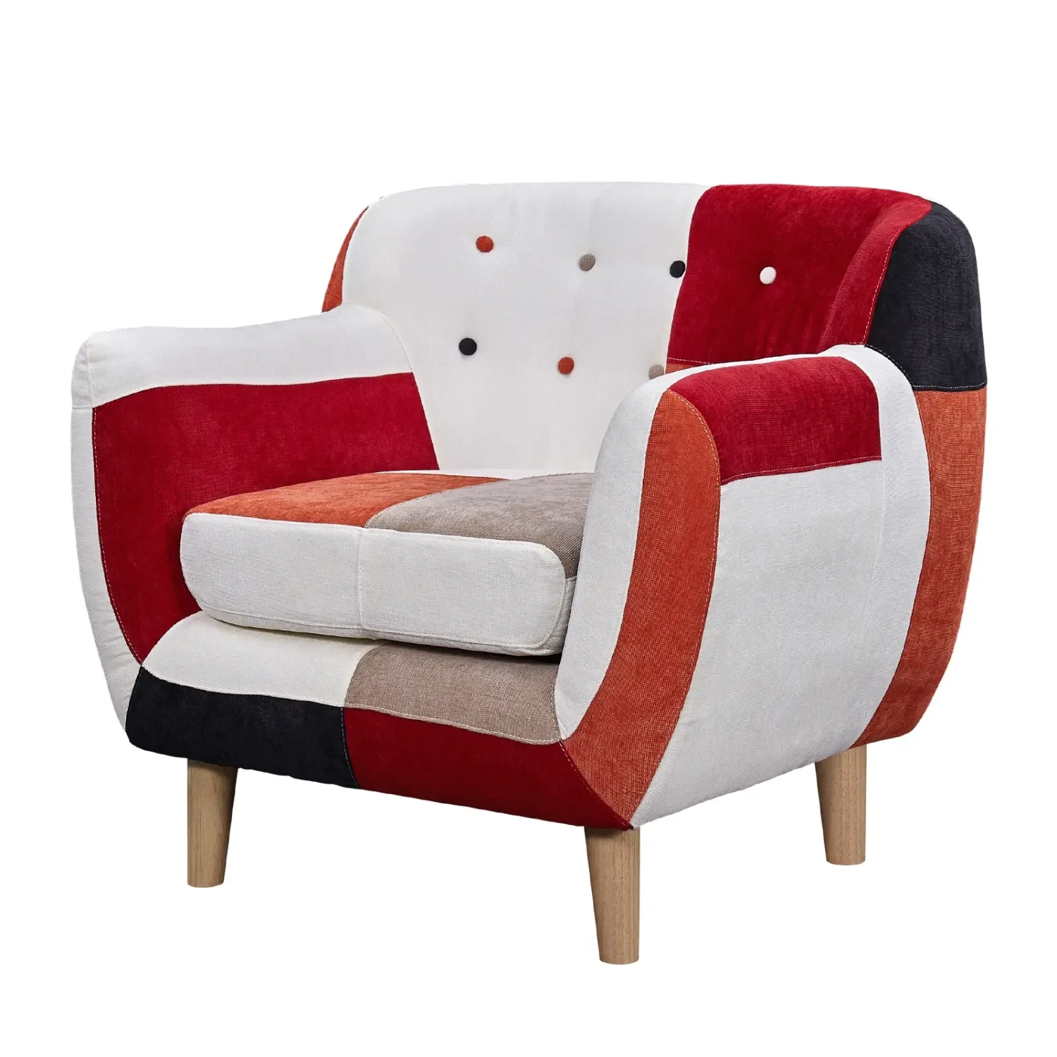 Scandinavische bank met patchwork bekleding