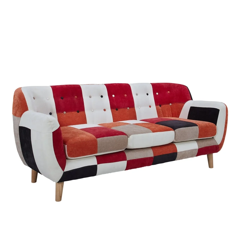 3-sits soffa med patchworkklädsel