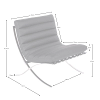 Imagen con las medidas del sillón de diseño Madrid