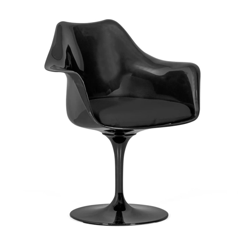 Stuhl Lotus Arms All Black mit Baumwollkissen FURNMOD - 1