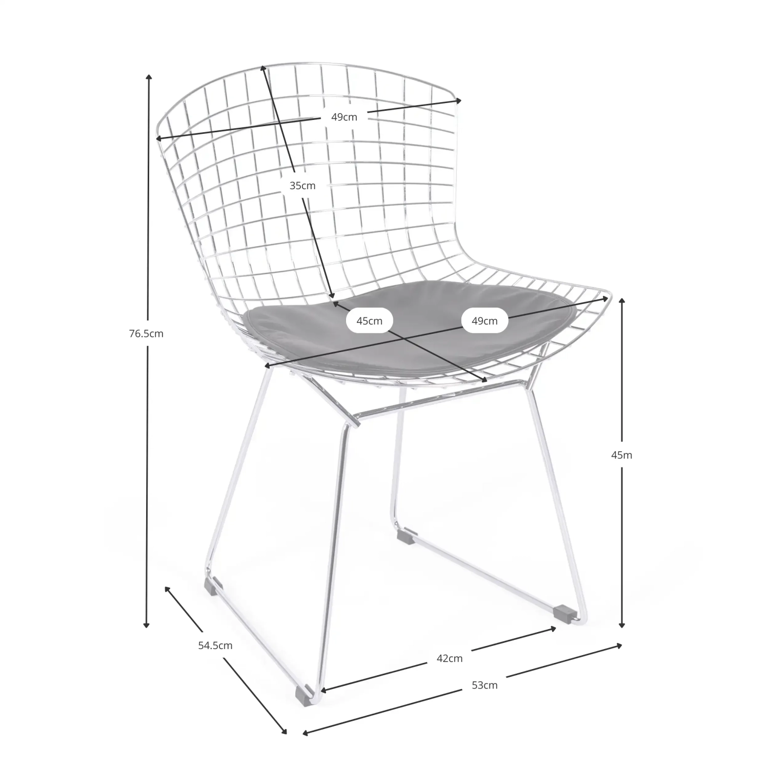 Replika krzesła HQ Chrome Bertoia - Krzesła metalowe - Meble designerskie