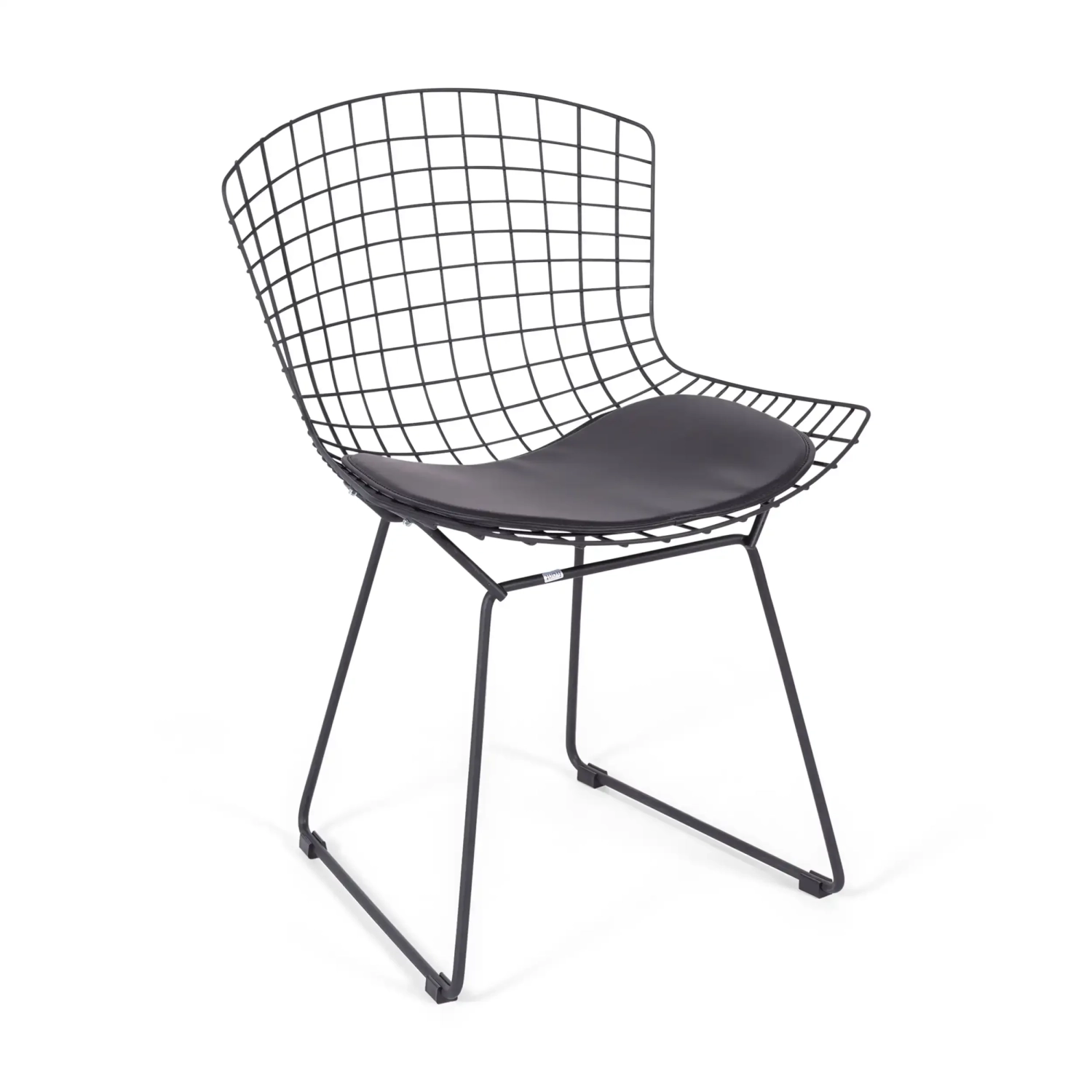 Replik Metallstuhl Bertoia aus schwarzem Stahl im industriellen Stil des berühmten Designers Hans J. Wegner