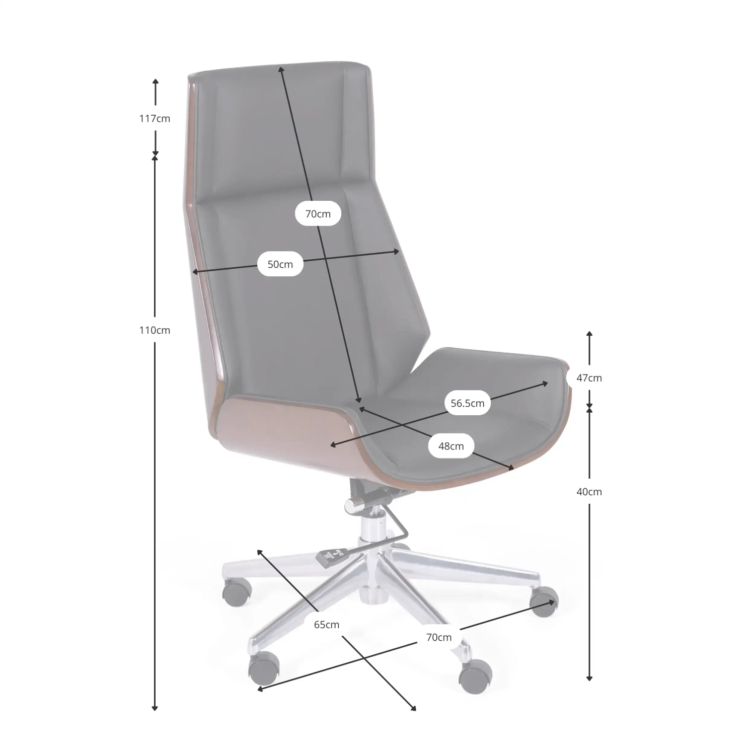 Nordic Highback bureaustoel in walnoot - Bureaustoelen - Icon Mobiel