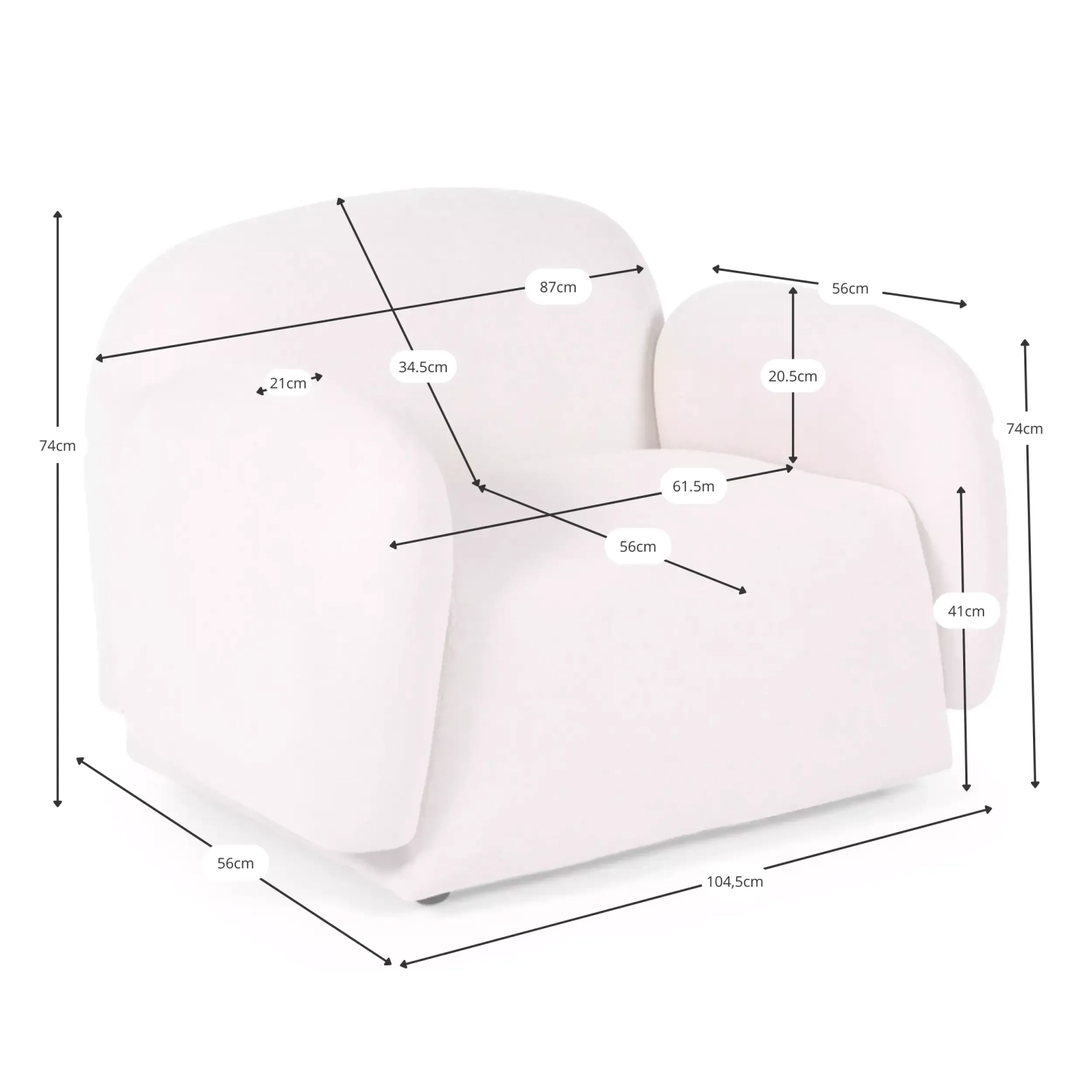 Sillón de diseño de 1 plaza Nest – Diseño envolvente - Mueble Design