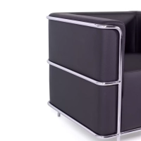 Torino 1-osobowa nowoczesna sofa ze skóry i chromowanej stali - Mobelarium