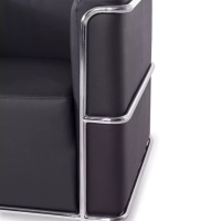 Torino 1 zits moderne sofa in leer en verchroomd staal - Mobelarium