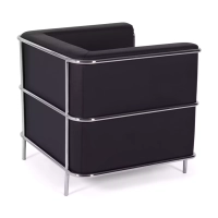 Sofá moderno Torino de 1 lugar em couro e aço cromado - Mueble Design