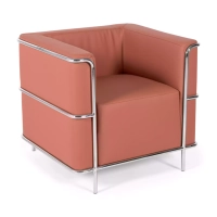 Sofá moderno Torino de 1 lugar em couro e aço cromado - Mueble Design