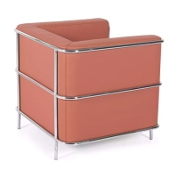 Torino 1 seater modern sofa in leather and chromed steel - Mueble Design