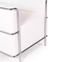 Torino 1-osobowa nowoczesna sofa ze skóry i chromowanej stali - Mobelarium