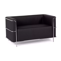 Torino 2-zitsbank van ecoleder en verchroomd staal 🛋️ - Mobelarium