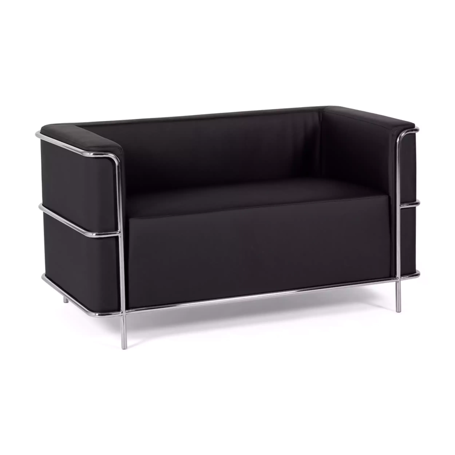 Torino 2-zitsbank van ecoleder en verchroomd staal 🛋️ - Mobelarium