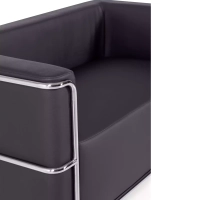 Sofá Torino de 2 lugares em couro ecológico e aço cromado 🛋️ - Mueble Design