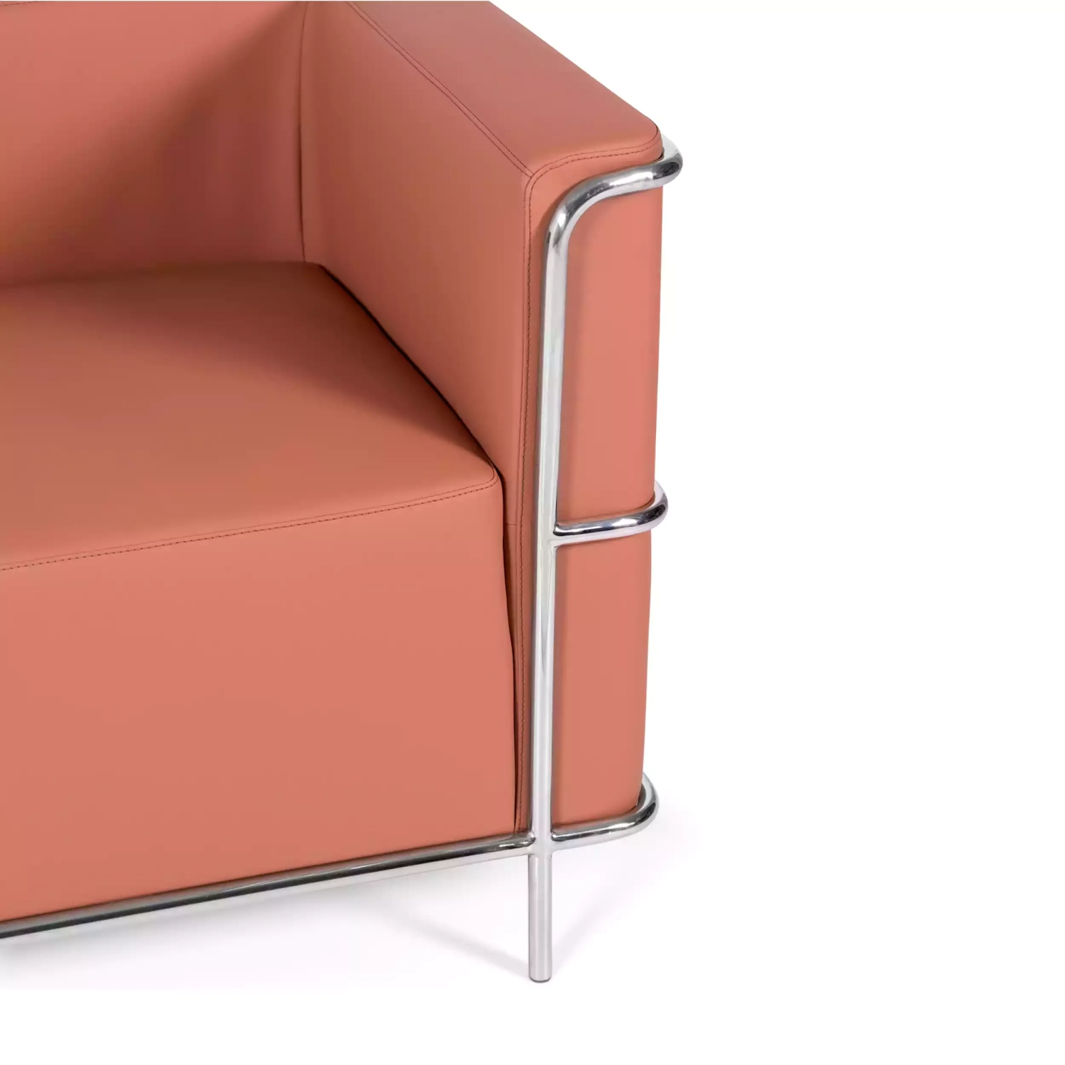 Torino 2-zitsbank van ecoleder en verchroomd staal 🛋️ - Mobelarium
