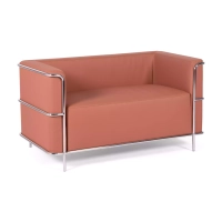 Sofá Torino de 2 lugares em couro ecológico e aço cromado 🛋️ - Mueble Design