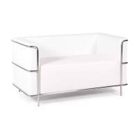 Sofá Torino de 2 lugares em couro ecológico e aço cromado 🛋️ - Mueble Design