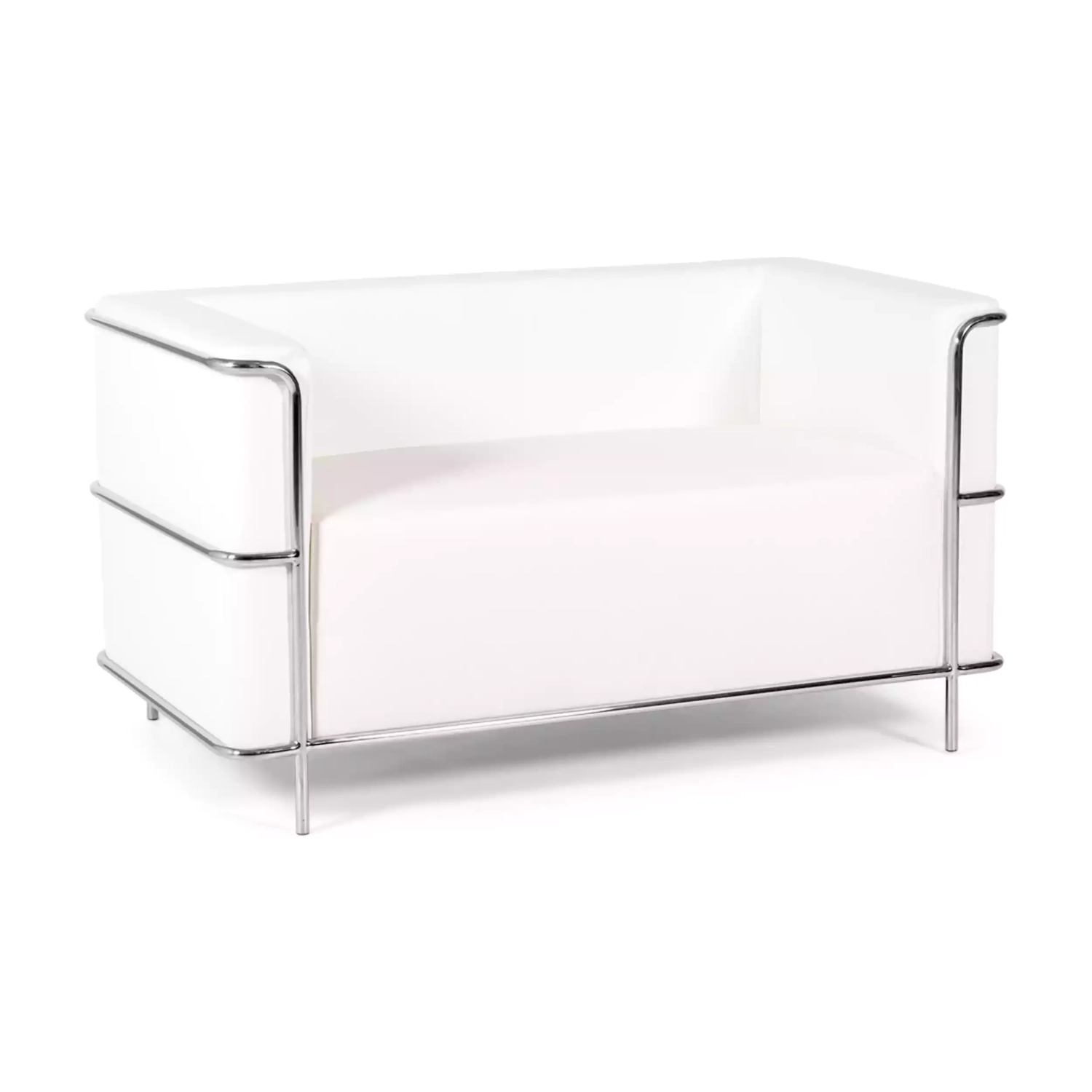 Sofá Torino de 2 lugares em couro ecológico e aço cromado 🛋️ - Mueble Design