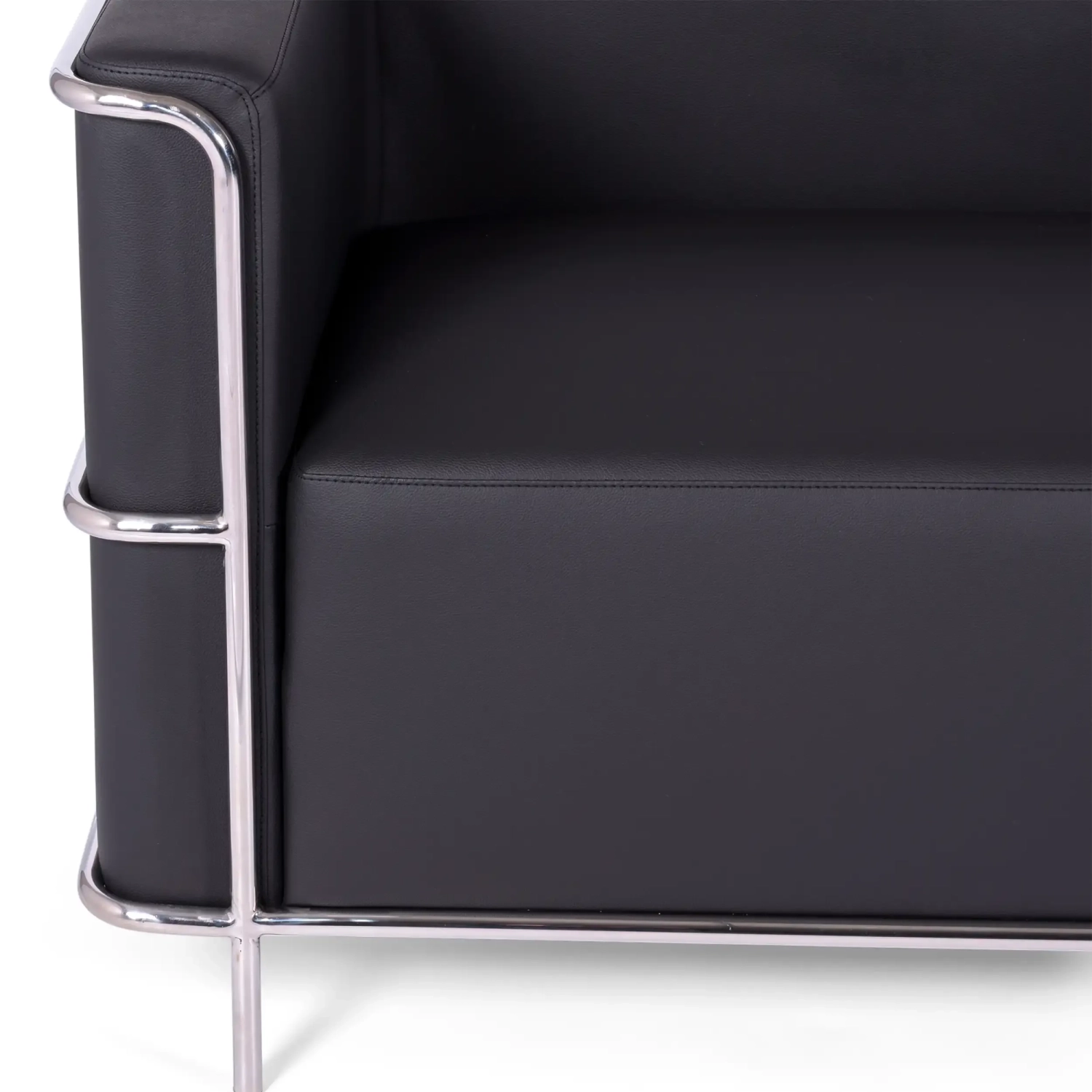 Torino 3-zitsbank van ecoleder en verchroomd staal - Mobelarium