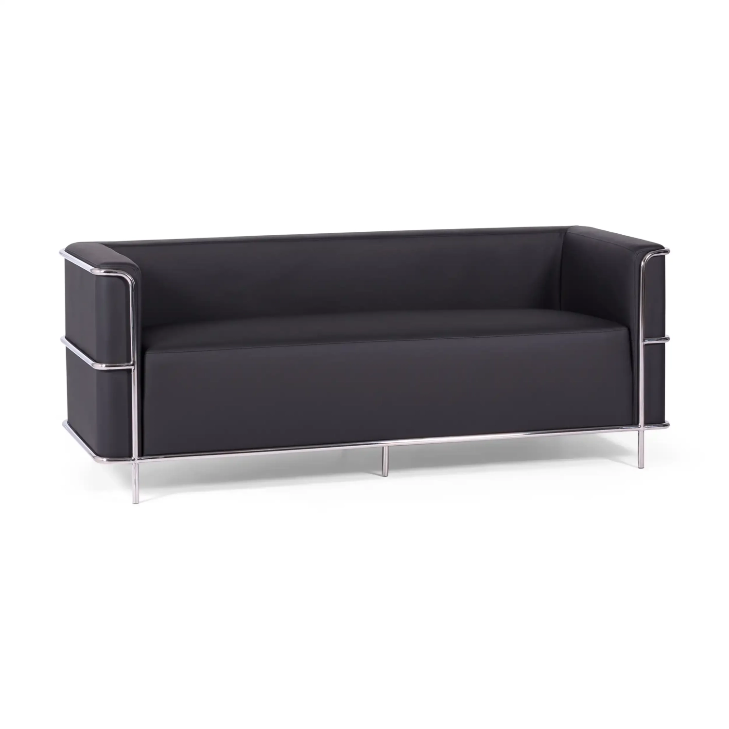 Sofa 3-osobowa Torino z ekoskóry i chromowanej stali - Mobelarium
