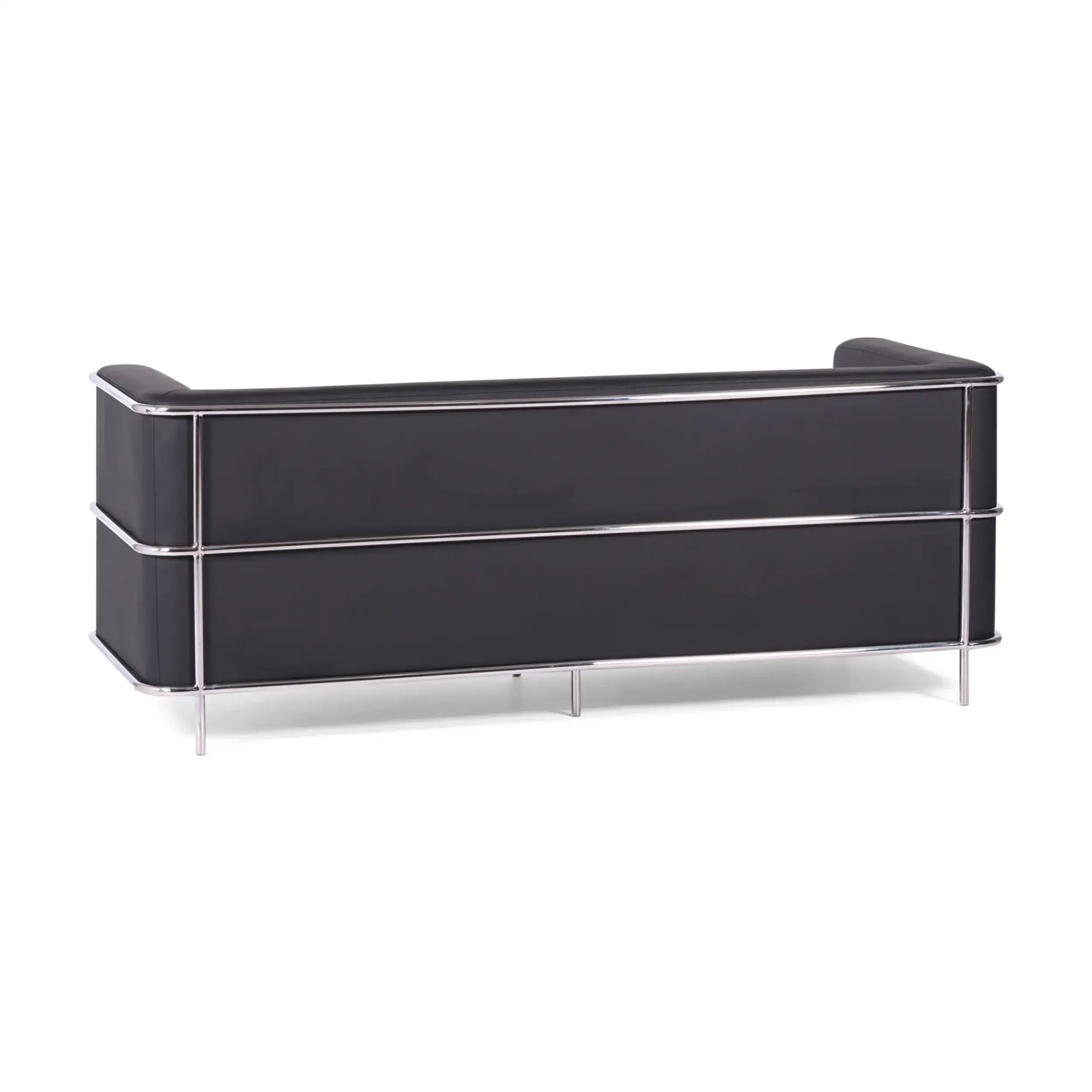Sofa 3-osobowa Torino z ekoskóry i chromowanej stali - Mobelarium