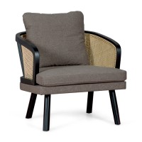 Cadeirão de vime natural Leeds com almofada de algodão: estilo vintage Nórdico