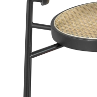 Tamborete Vintage Preston 75 cm | Rattan natural e moldura preta
