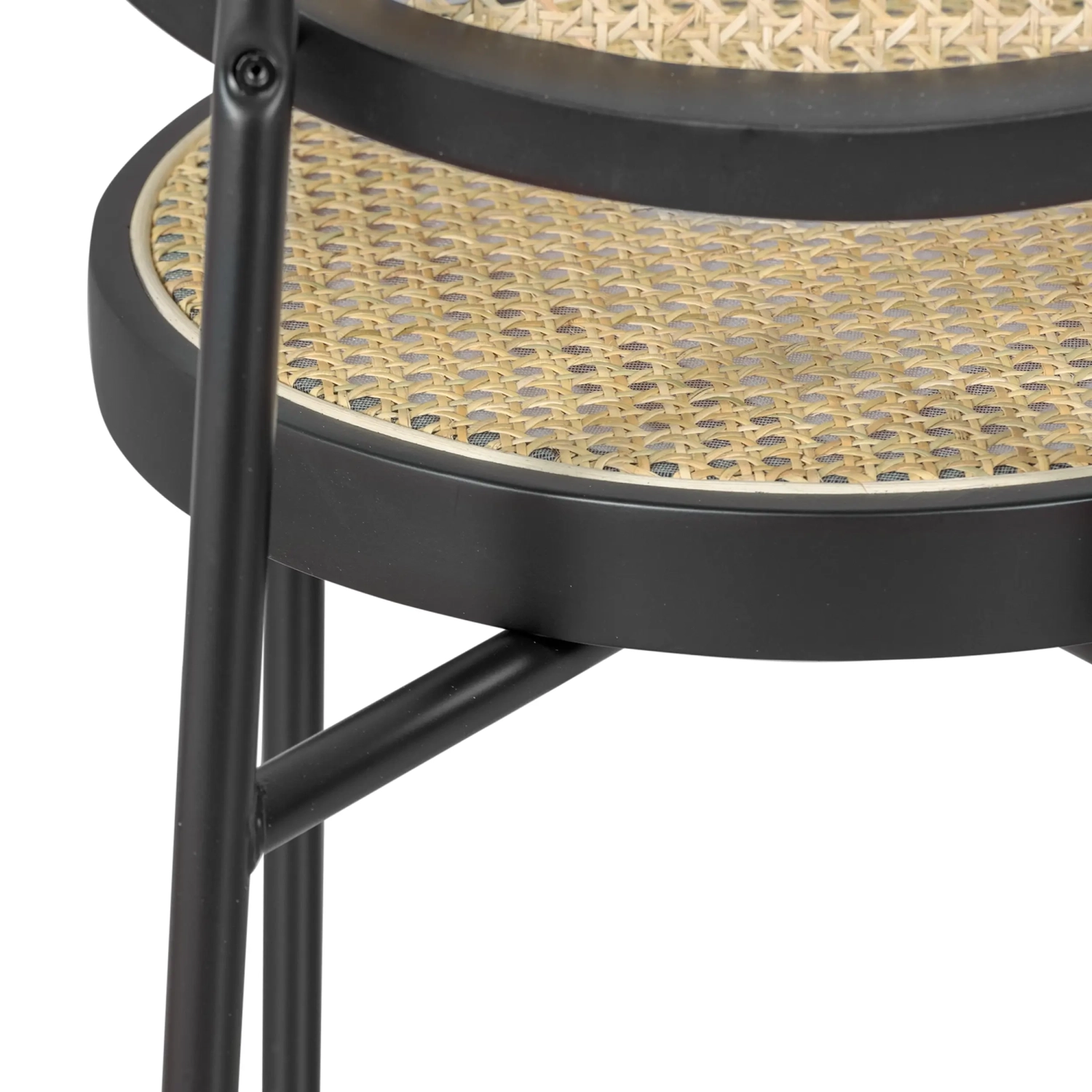 Barstoel Vintage Preston 75 cm | Natuurlijk rotan en zwart frame