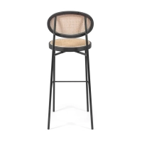 Barstoel Vintage Preston 75 cm | Natuurlijk rotan en zwart frame