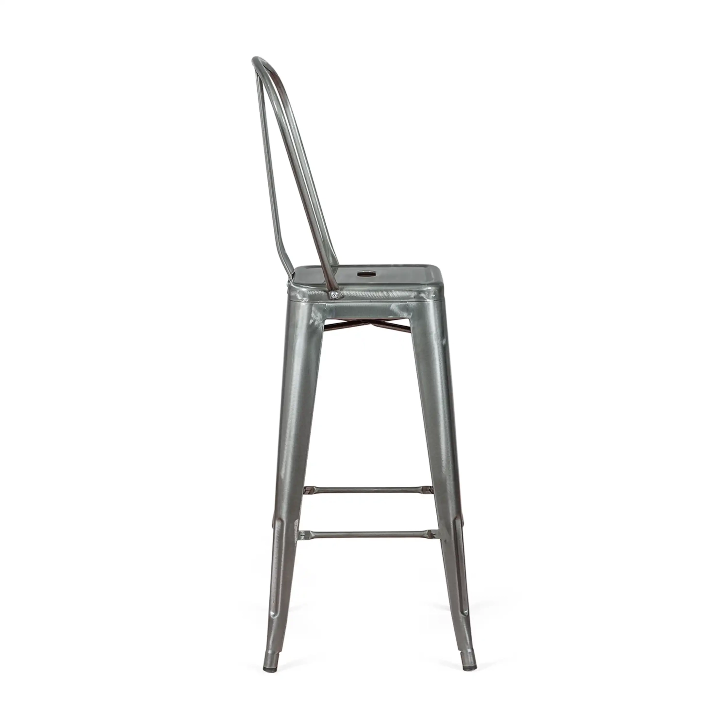 Hocker Metalic mit Rückenlehne - Industrielle Stühle und Hocker