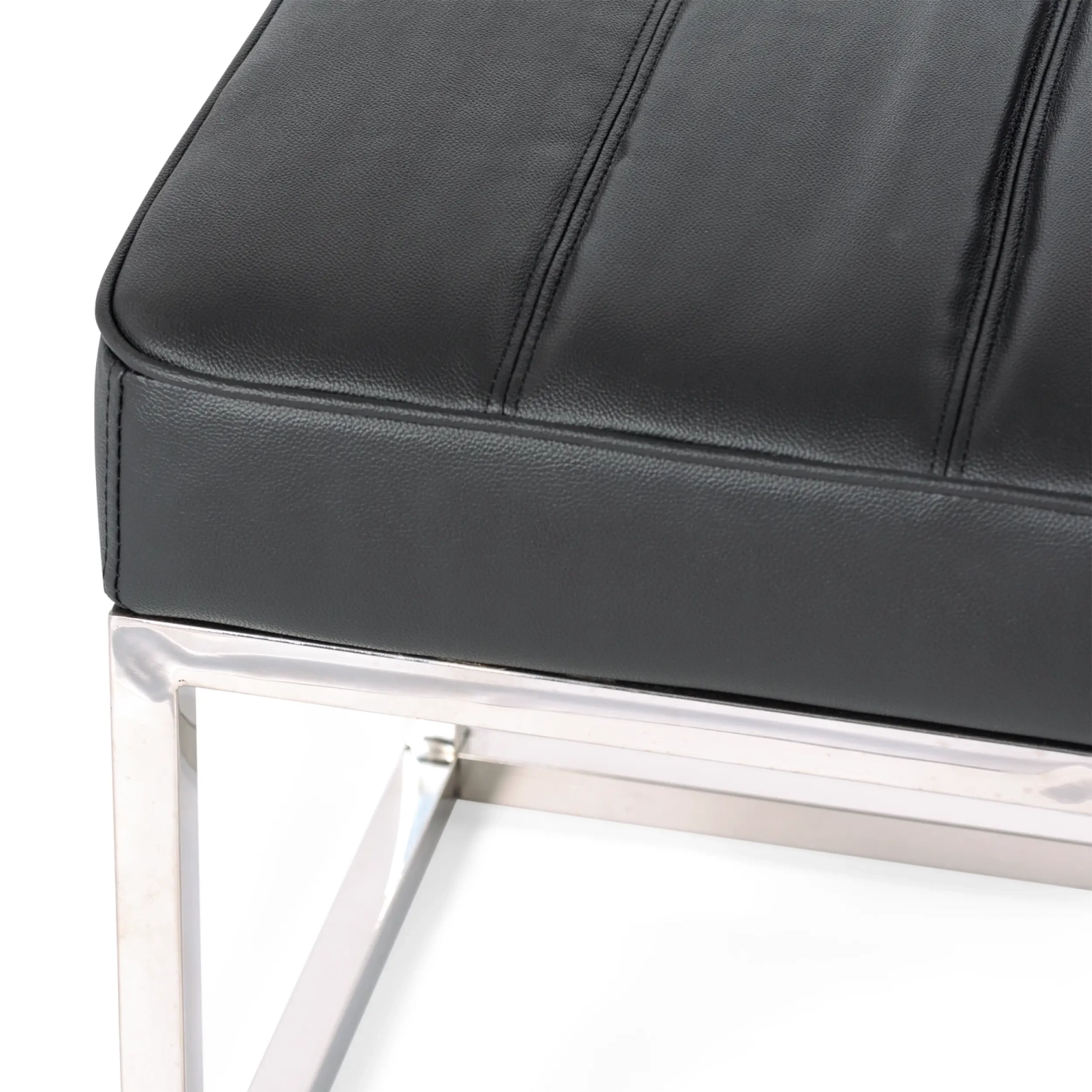 Praga Design Bench in Chrome-plated Steel and Leatherette | Modern Style