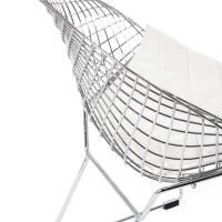 Replica Diamond-stoel in verchroomd staal en kunstlederen kussen - Bertoia Collection