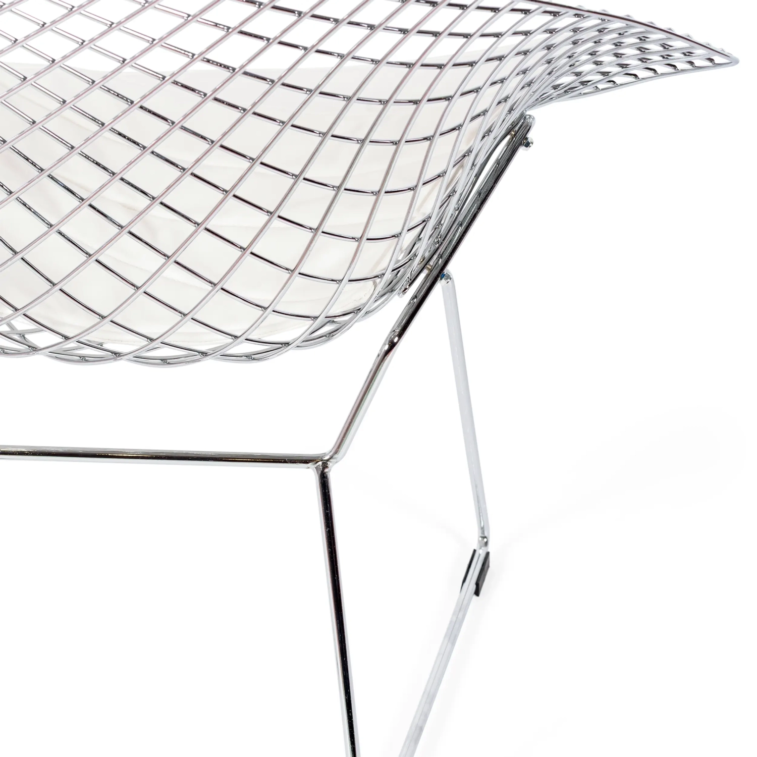 Réplica silla Diamond de acero cromado y cojín en polipiel - Colección Bertoia