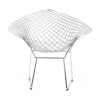 Réplica silla Diamond de acero cromado y cojín en polipiel - Colección Bertoia