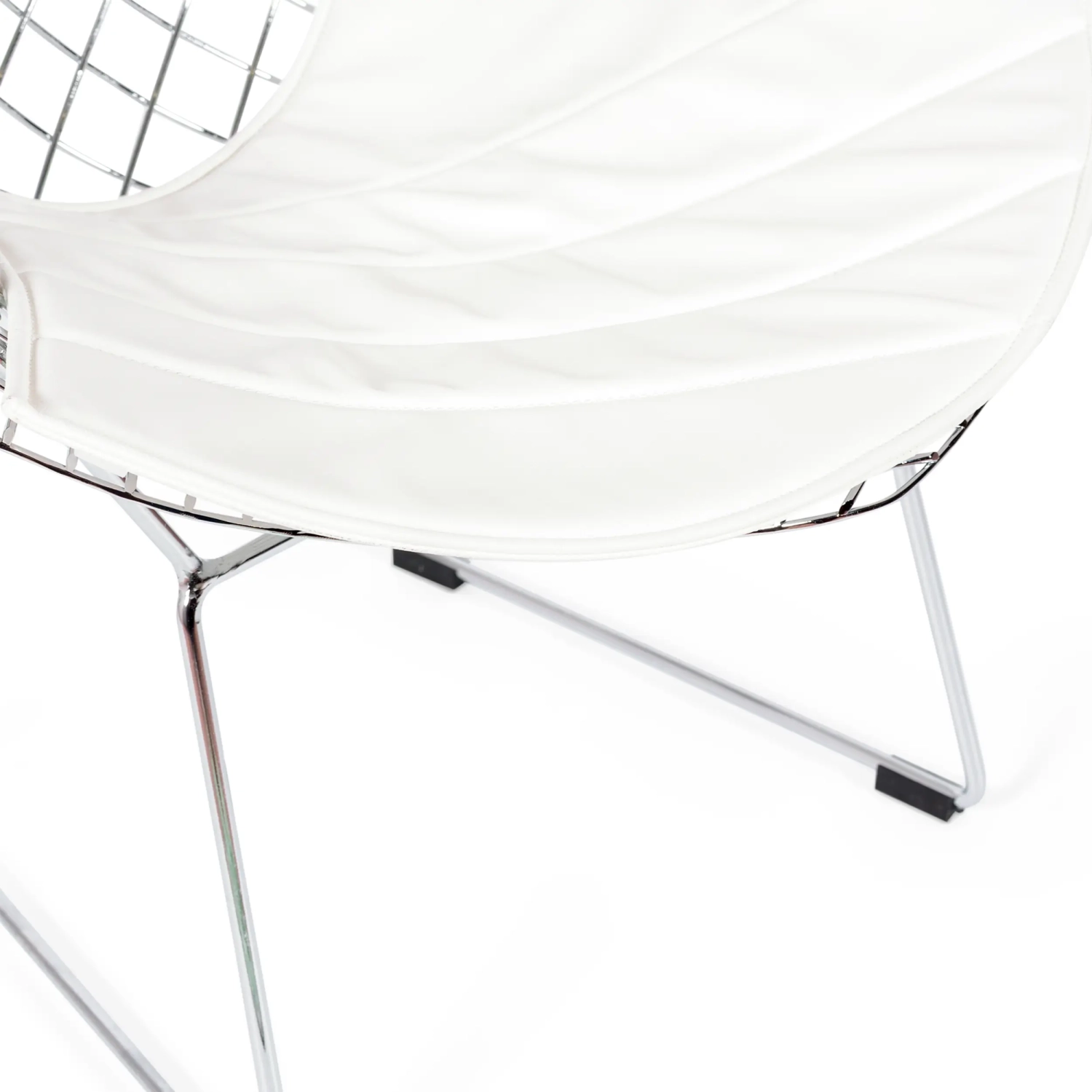 Replica Diamond-stoel in verchroomd staal en kunstlederen kussen - Bertoia Collection
