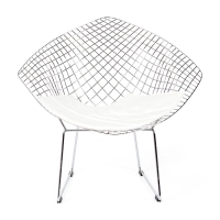 Replica della sedia Diamond in acciaio cromato e cuscino in similpelle - Collezione Bertoia
