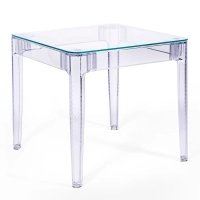 Čtvercový jídelní stůl Ghost 80 cm : transparentní moderní design