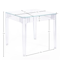 Ghost Vierkante Tafel 60x60 cm | Transparant en Minimalistisch Ontwerp