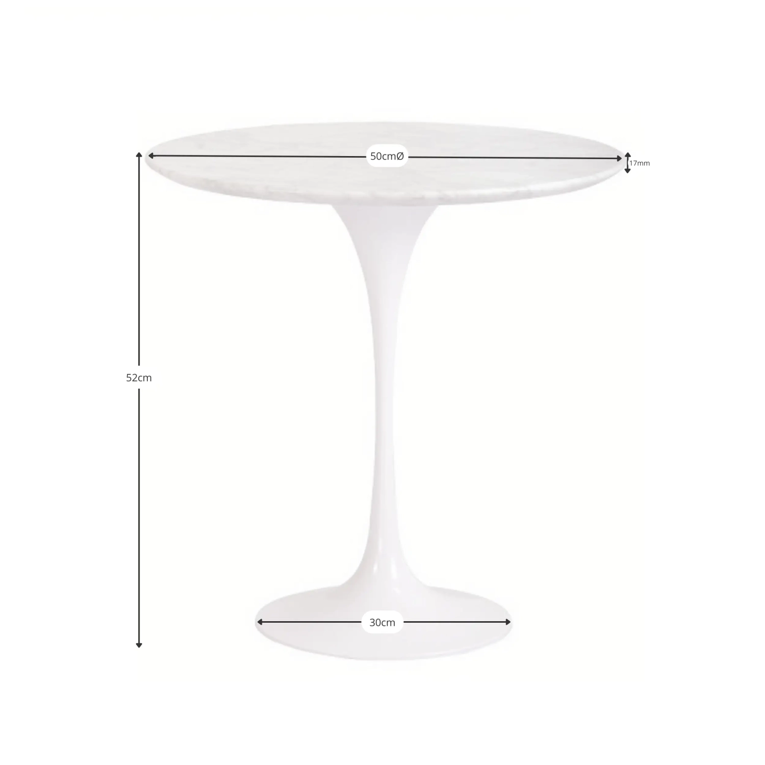 Inspiration Side Table Tulip Side Carrara Marble Ø50 cm | Mueble Design