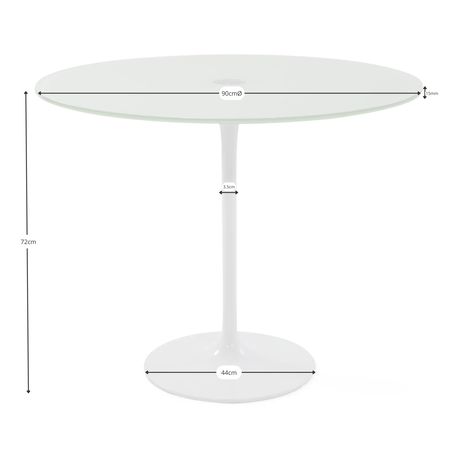Pöytä Tulip lasipöytä 90 cm | Moderni ja tyylikäs | Mobelarium
