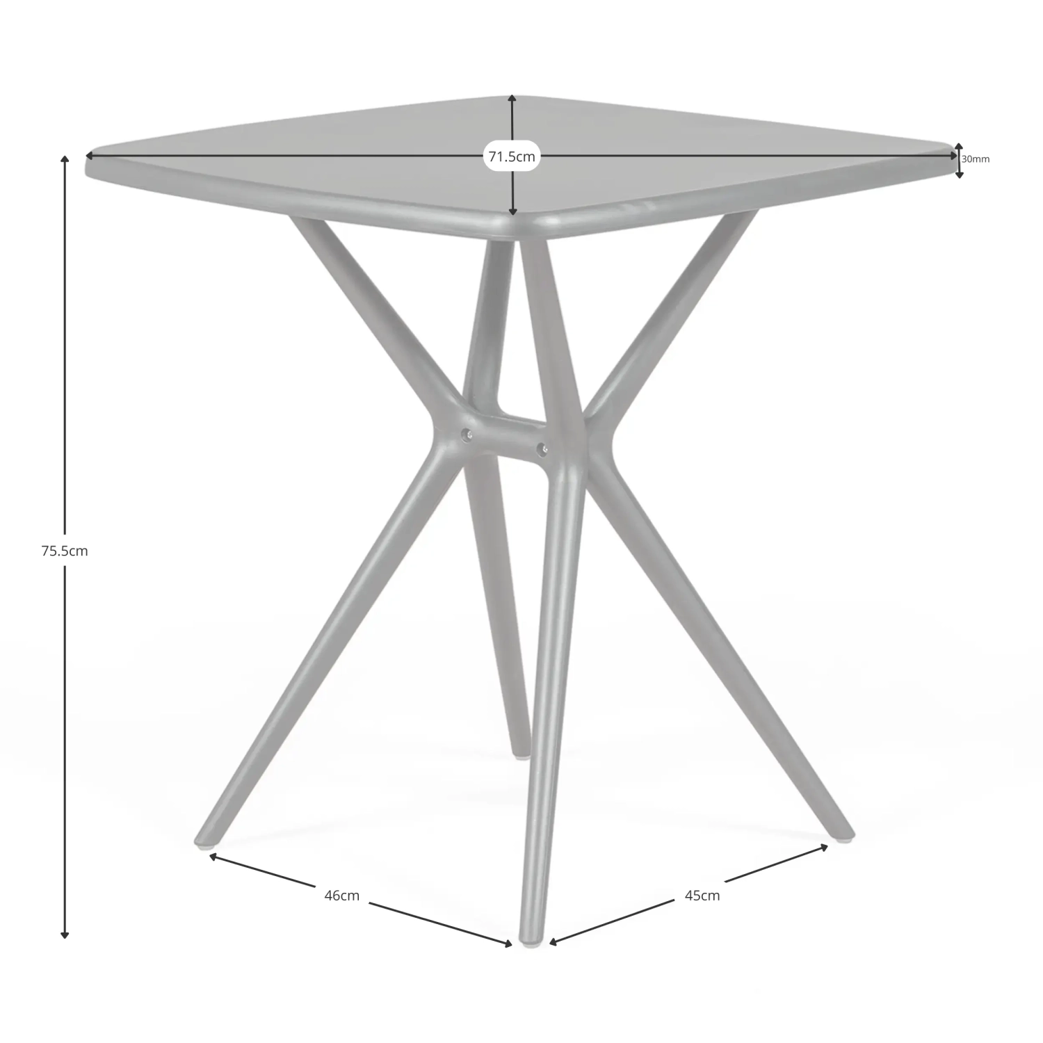 Mesa Moises 72 cm para Jardín | Moderna, Ligera y Resistente | Interior y Exterior