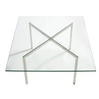 Stół Mies Van Der Rohe 100x100cm: szkło hartowane i stal nierdzewna