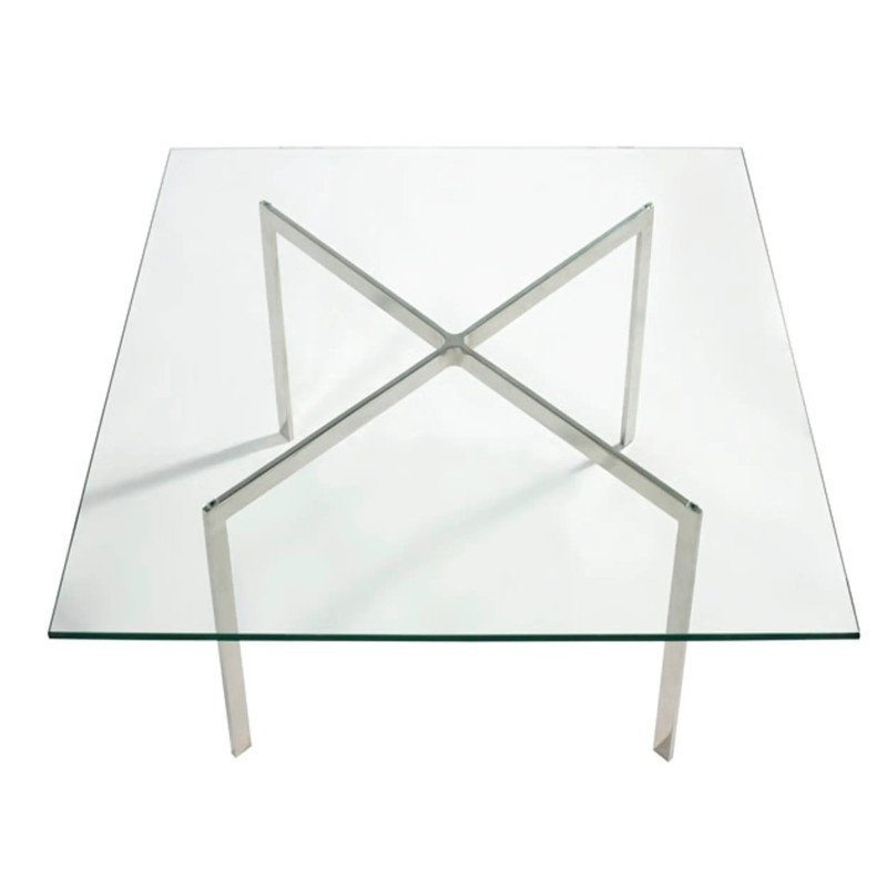 Tavolo Mies Van Der Rohe 100x100cm : Vetro temperato e acciaio inossidabile