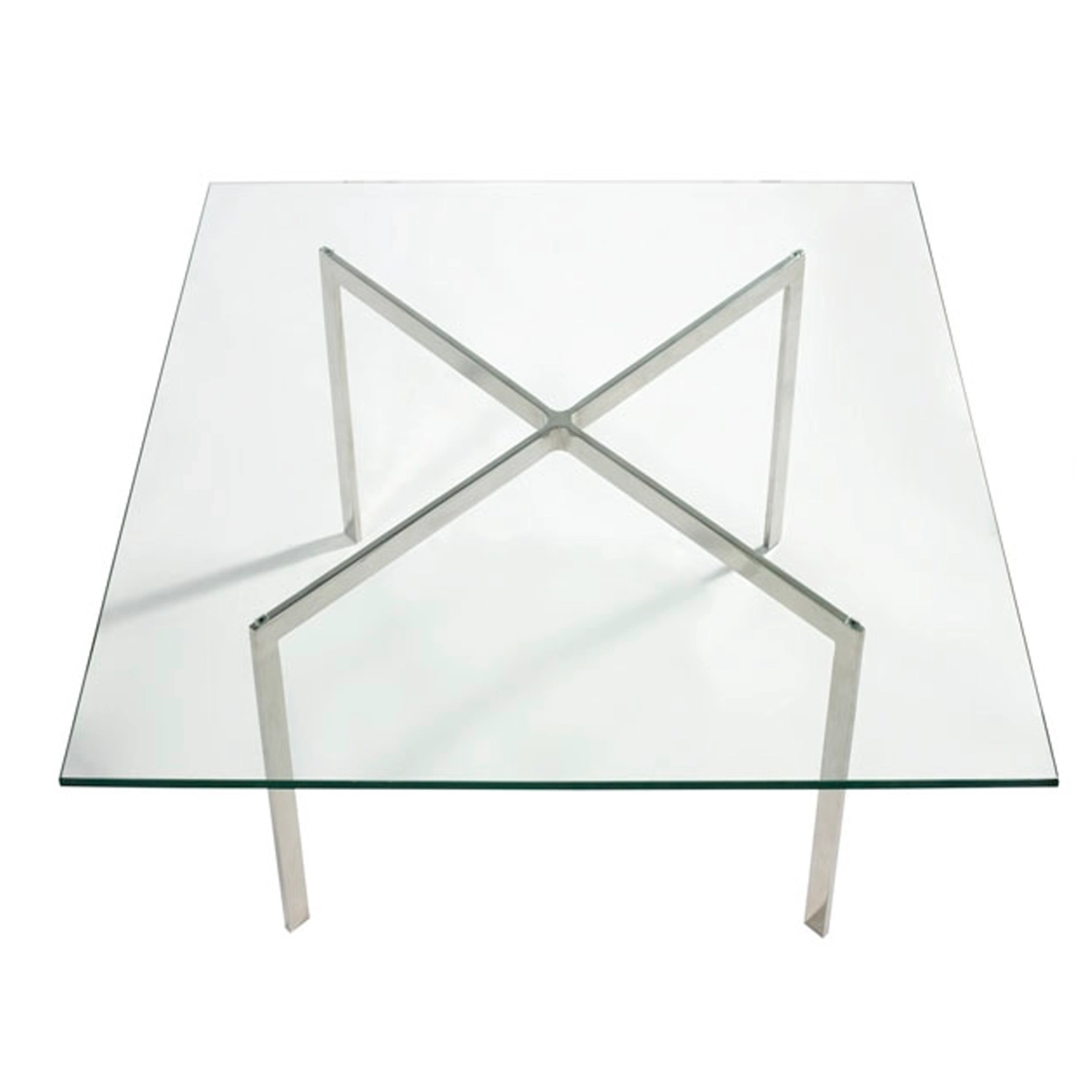 Mesa Mies Van Der Rohe 100x100cm : Vidro temperado e aço inoxidável