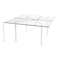 Mesa Mies Van Der Rohe 100x100cm : Vidro temperado e aço inoxidável