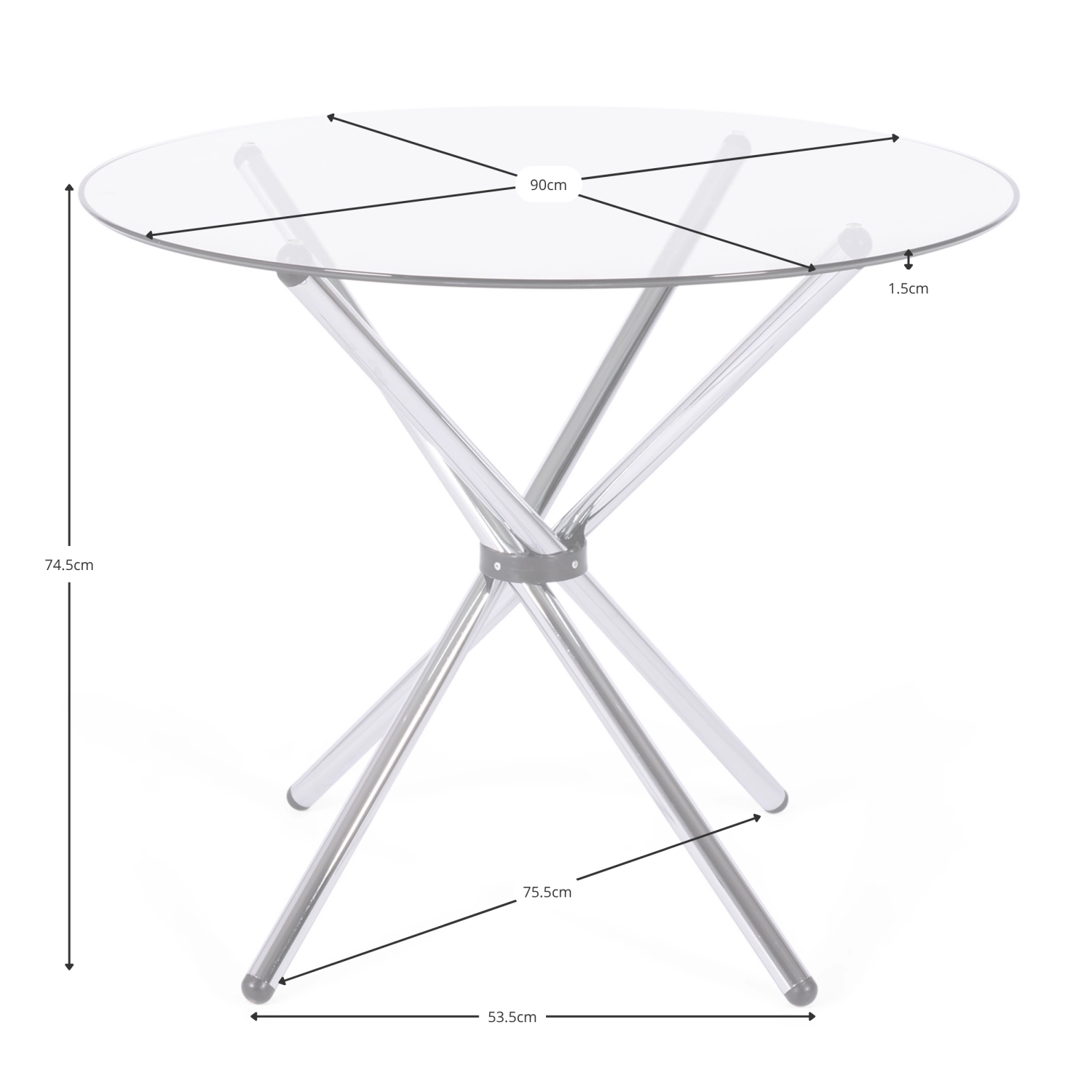 Kulatý skleněný stůl 80 cm | Moderní design do kuchyně a jídelny
