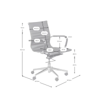 Chaise de bureau avec dossier bas | Design moderne en simili cuir et acier chromé