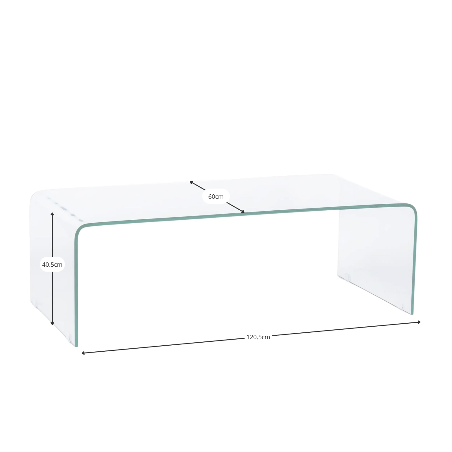 Mesa de centro Coffee Ice: vidro temperado transparente de 12 mm