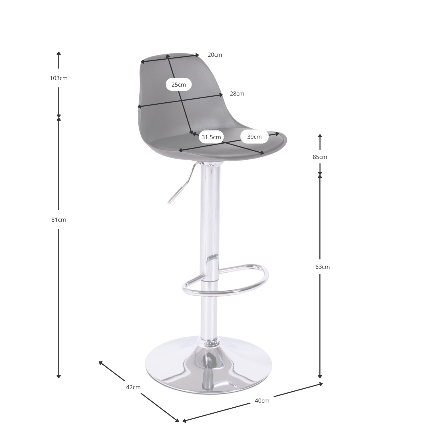 Barstol justerbar Kansas | Modern, ergonomisk design