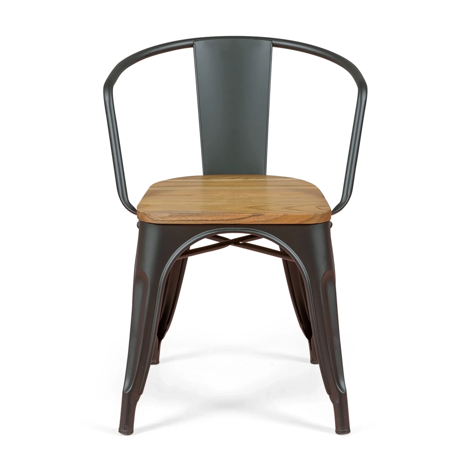 Bistro Chaise en bois à accoudoirs | Chaise industrielle avec accoudoirs et assise en bois