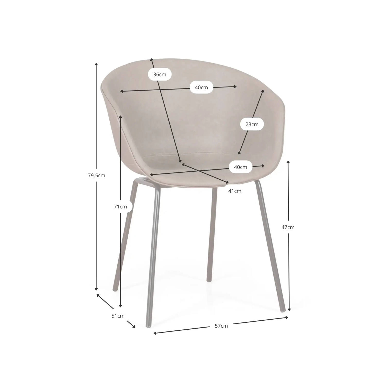 Cadeira estofada em pele Denver - Design industrial e conforto